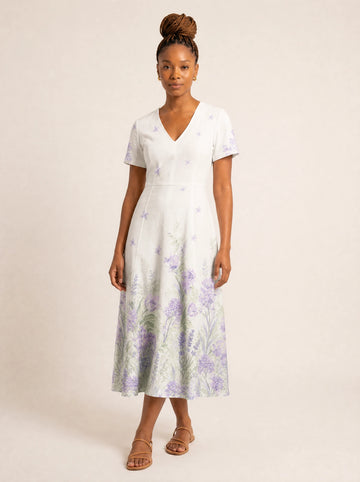 "Urujuani" V Neck Midi Dress