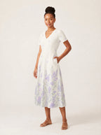 "Urujuani" V Neck Midi Dress — full body