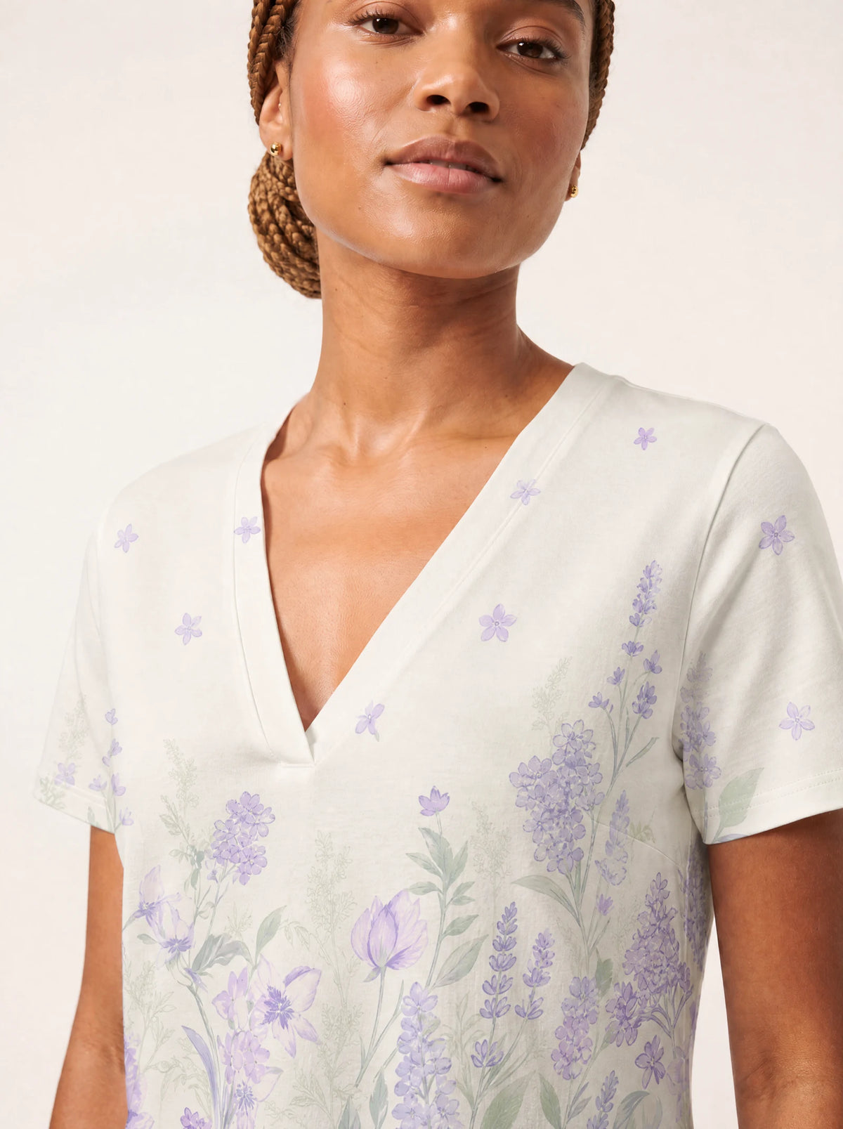 "Urujuani" V Neck Midi Dress — on model