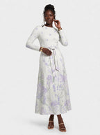 "Urujuani" Long Sleeve Midaxi Dress — front view on model