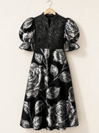 "Usiku" Puff Sleeve Dress — the dress on a hanger, front