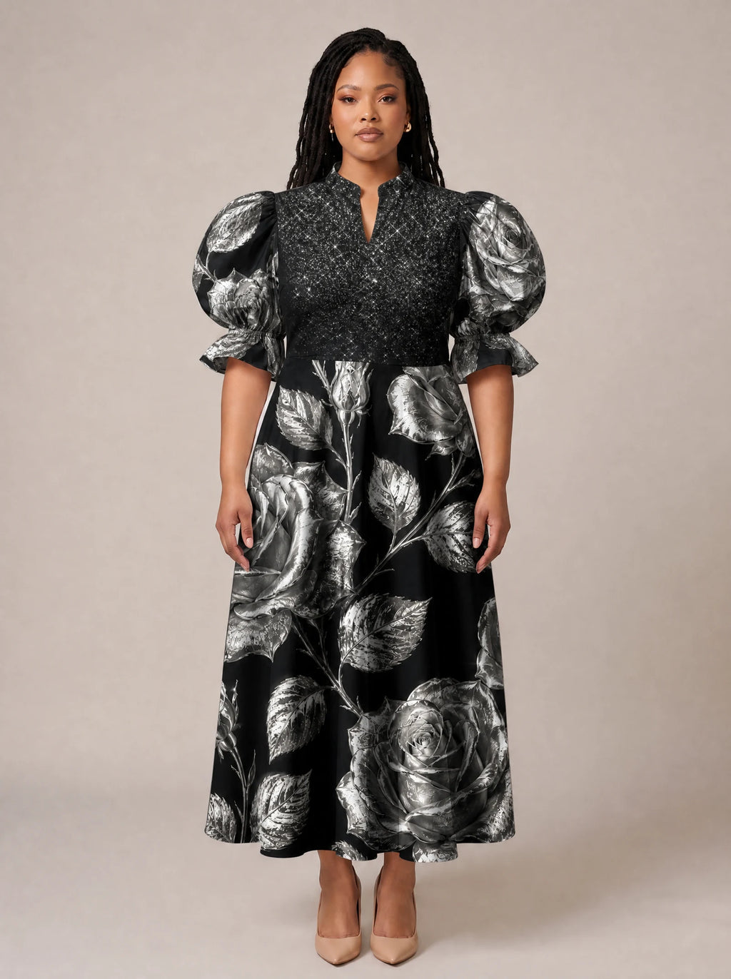 "Usiku" Puff Sleeve Dress