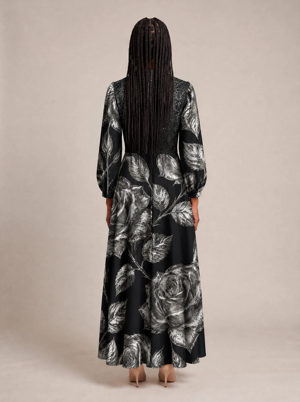 "Usiku" Puff Sleeve Maxi Dress
