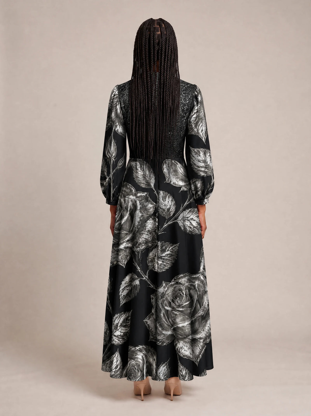 "Usiku" Puff Sleeve Maxi Dress