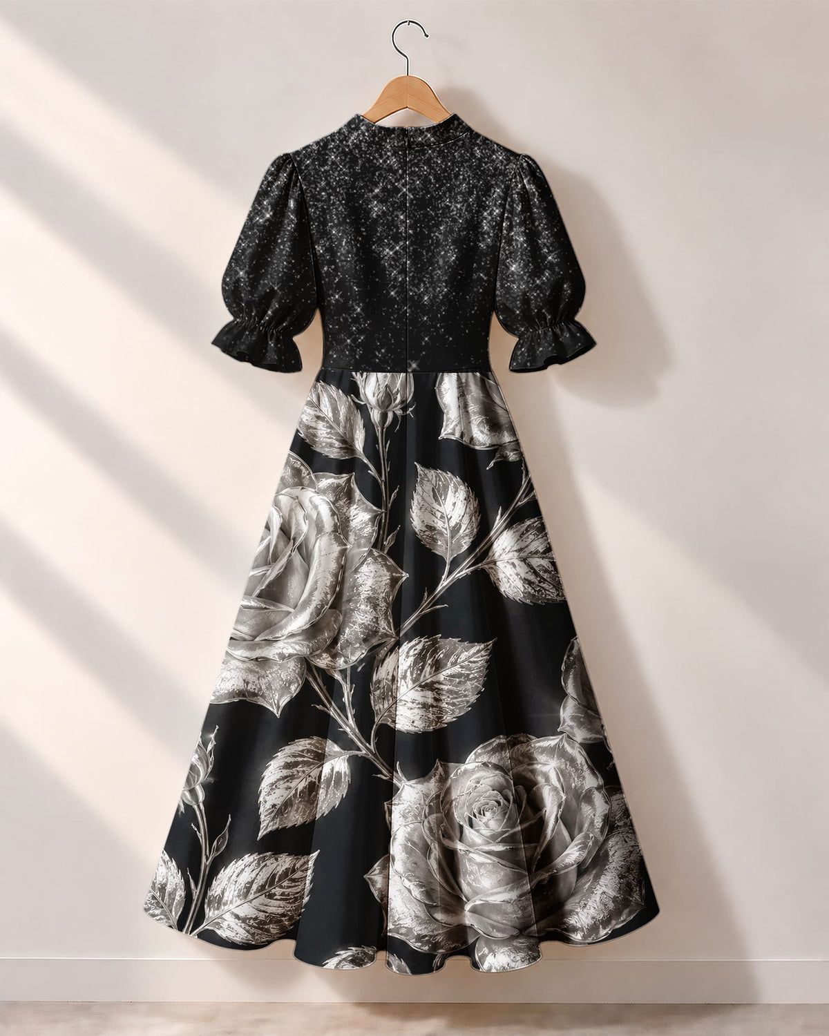 "Usiku" Short Puff Sleeve Maxi Dress
