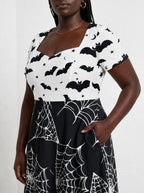 "Utando" Halloween Sweetheart Midi Dress — close-up of the bodice and the in-seam side pocket
