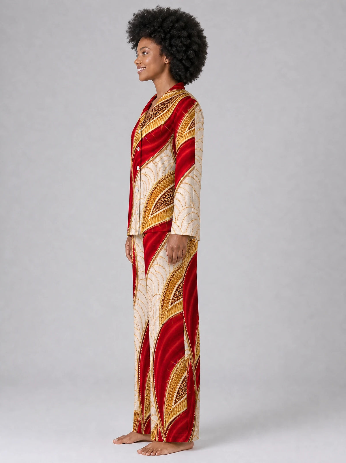 "Utukufu" Pajama Set — side view on model
