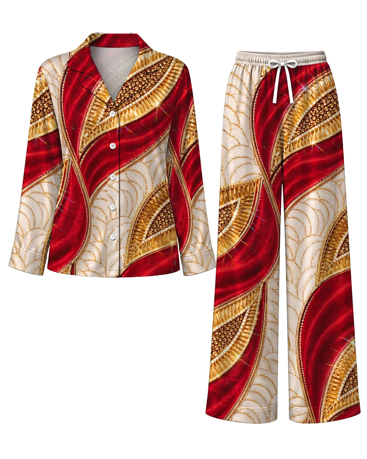 "Utukufu" Pajama Set — flat lay of the shirt and pants