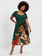 "Utulivu" Sweetheart Midi Dress — front view on model