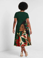 "Utulivu" Sweetheart Midi Dress — back view on model