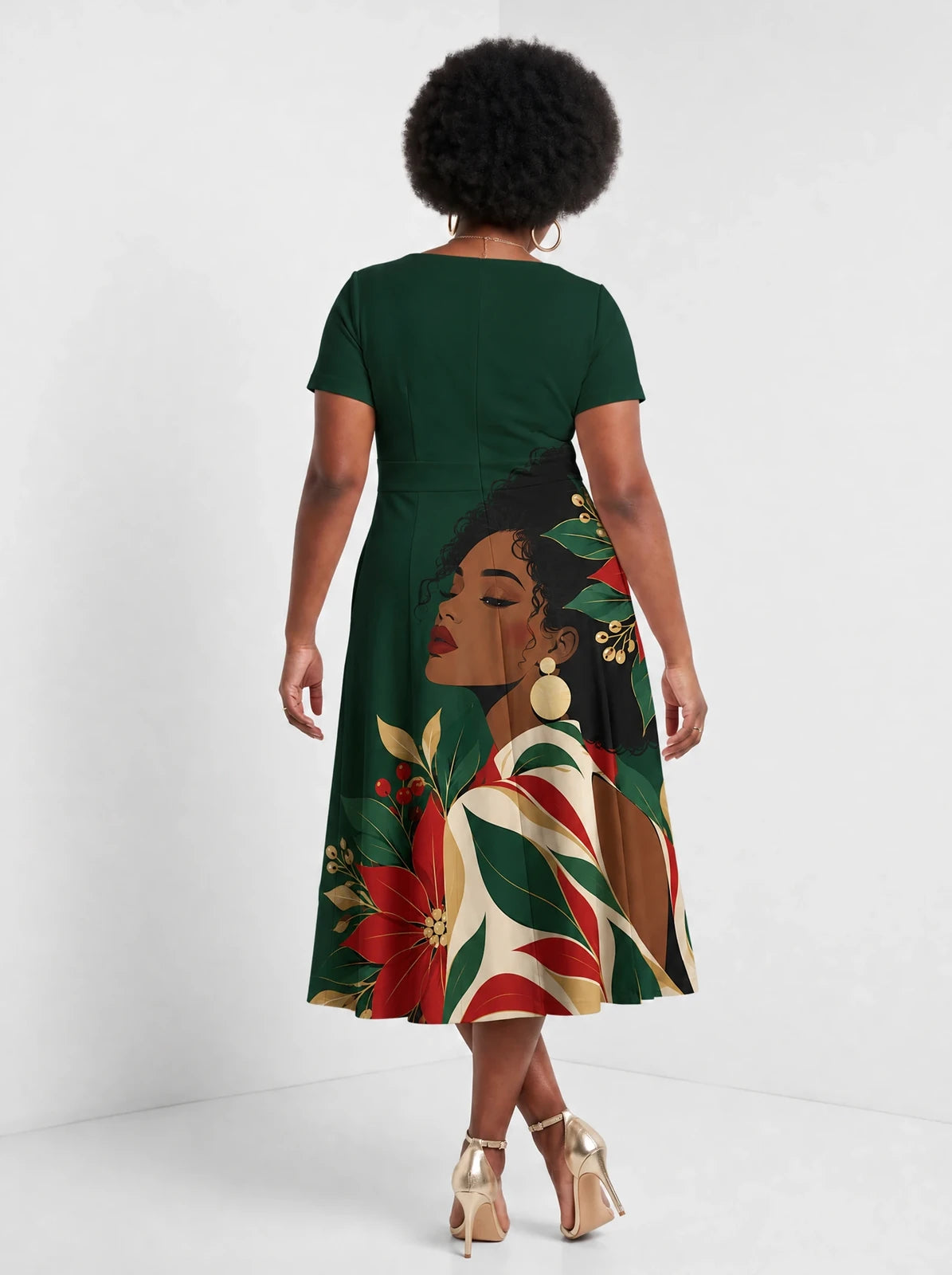 "Utulivu" Sweetheart Midi Dress — back view on model