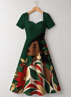 "Utulivu" Sweetheart Midi Dress — front flat