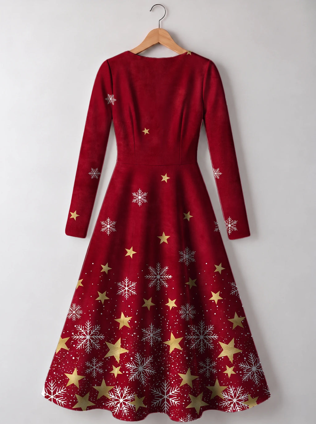 "Vilima" Long Sleeve Sweetheart Midi Dress — back view