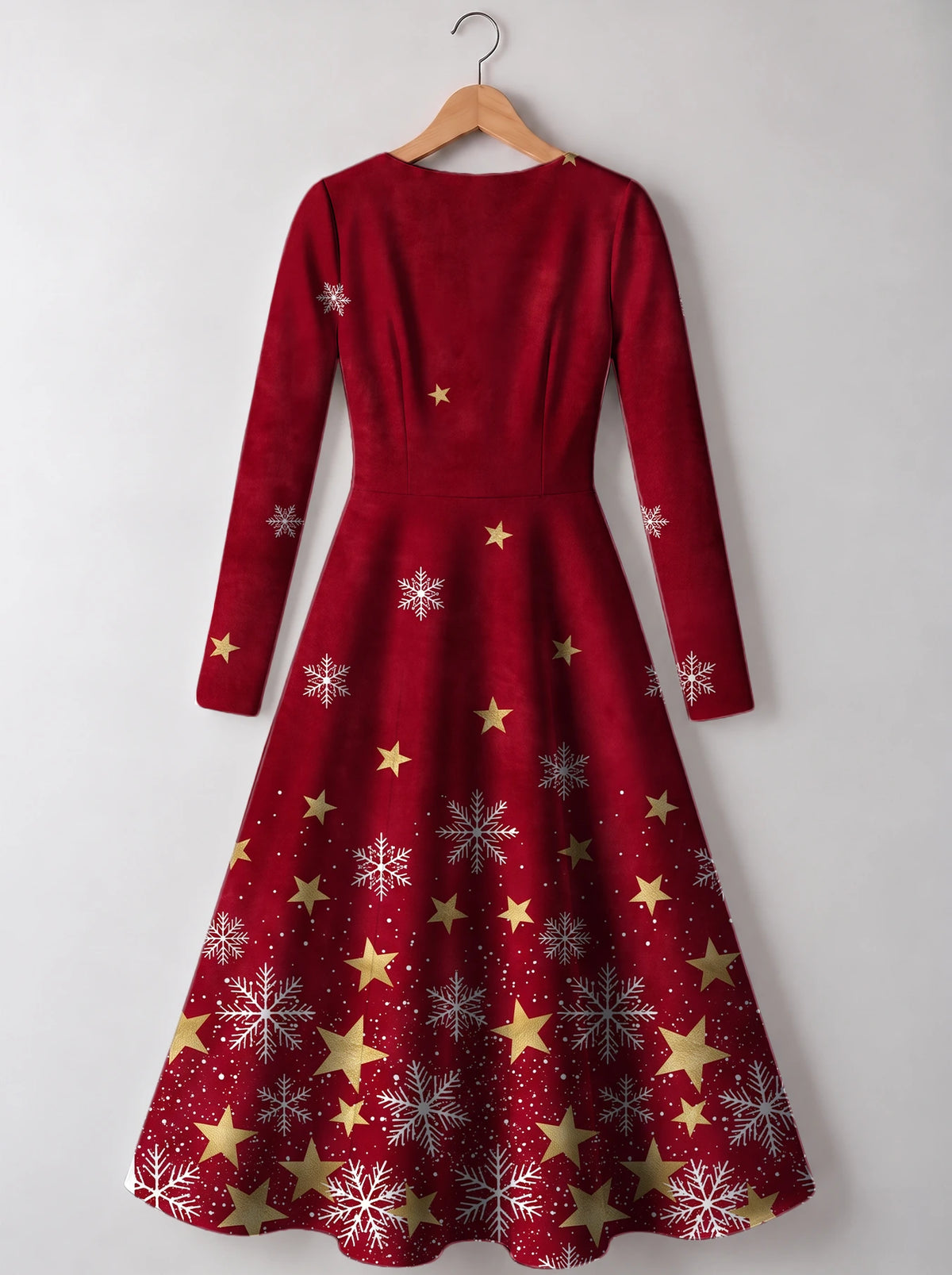 "Vilima" Long Sleeve Sweetheart Midi Dress — back view