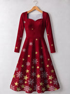 "Vilima" Long Sleeve Sweetheart Midi Dress — front view