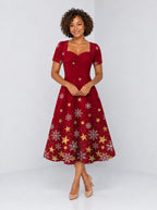 "Vilima" Sweetheart Midi Dress — front view on model