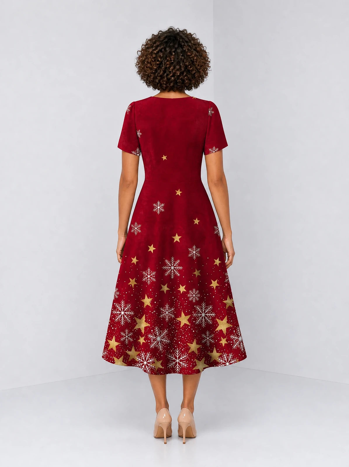 "Vilima" Sweetheart Midi Dress — back view on model