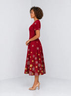 "Vilima" Sweetheart Midi Dress — side view on model