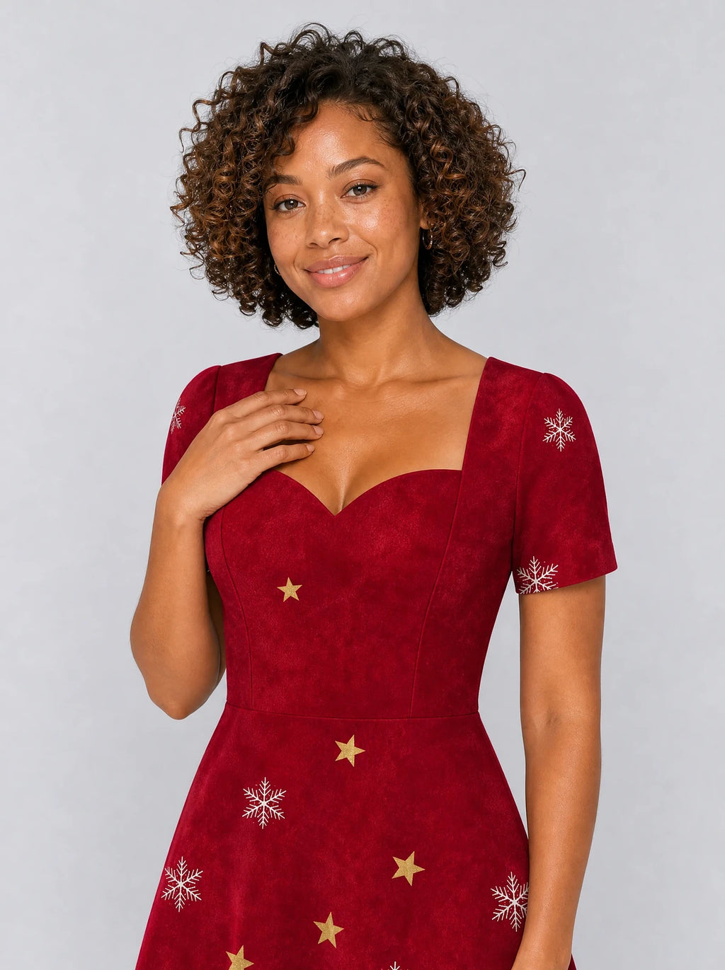 "Vilima" Sweetheart Midi Dress — styled on model
