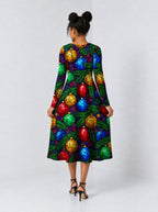 "Vioo" Long Sleeve Sweetheart Midi Dress — back view on model