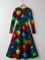 "Vioo" Long Sleeve Sweetheart Midi Dress — back view