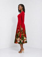 "Visiwa" Long Sleeve Sweetheart Midi Dress — side view on model