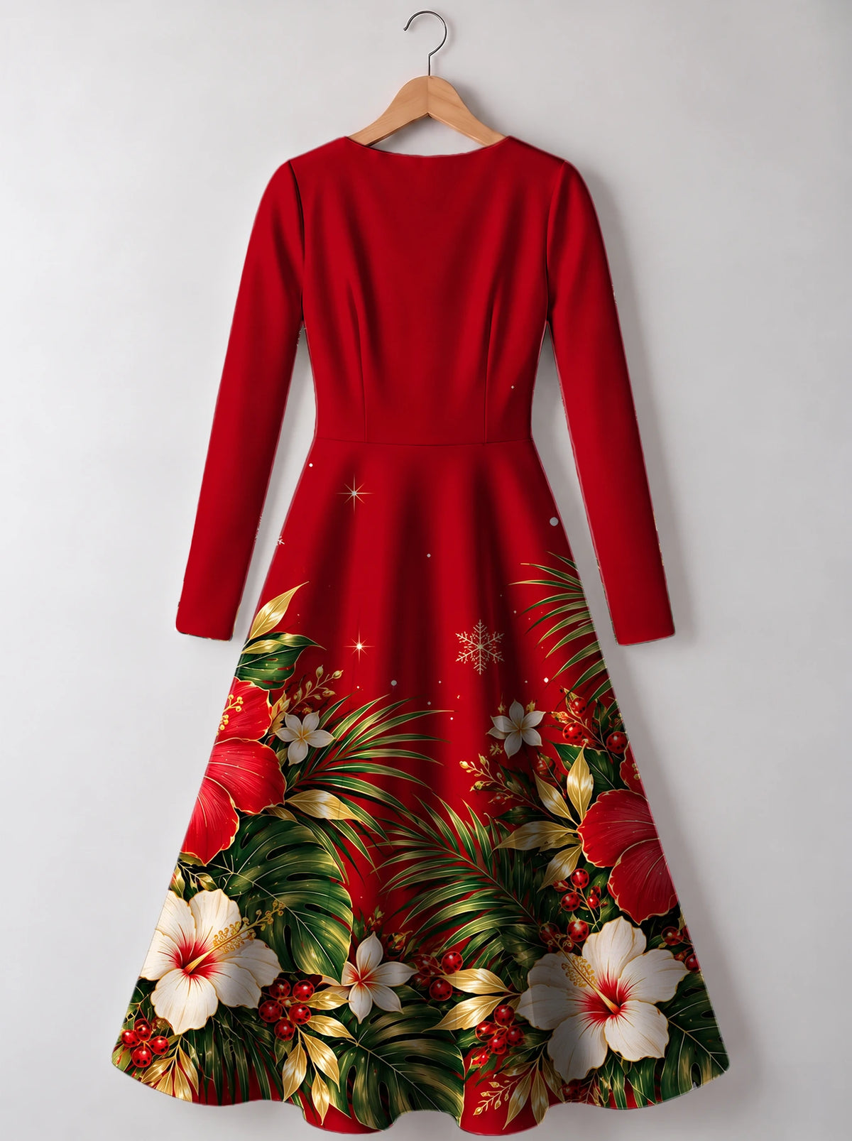 "Visiwa" Long Sleeve Sweetheart Midi Dress — back view