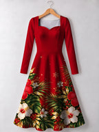 "Visiwa" Long Sleeve Sweetheart Midi Dress — front view