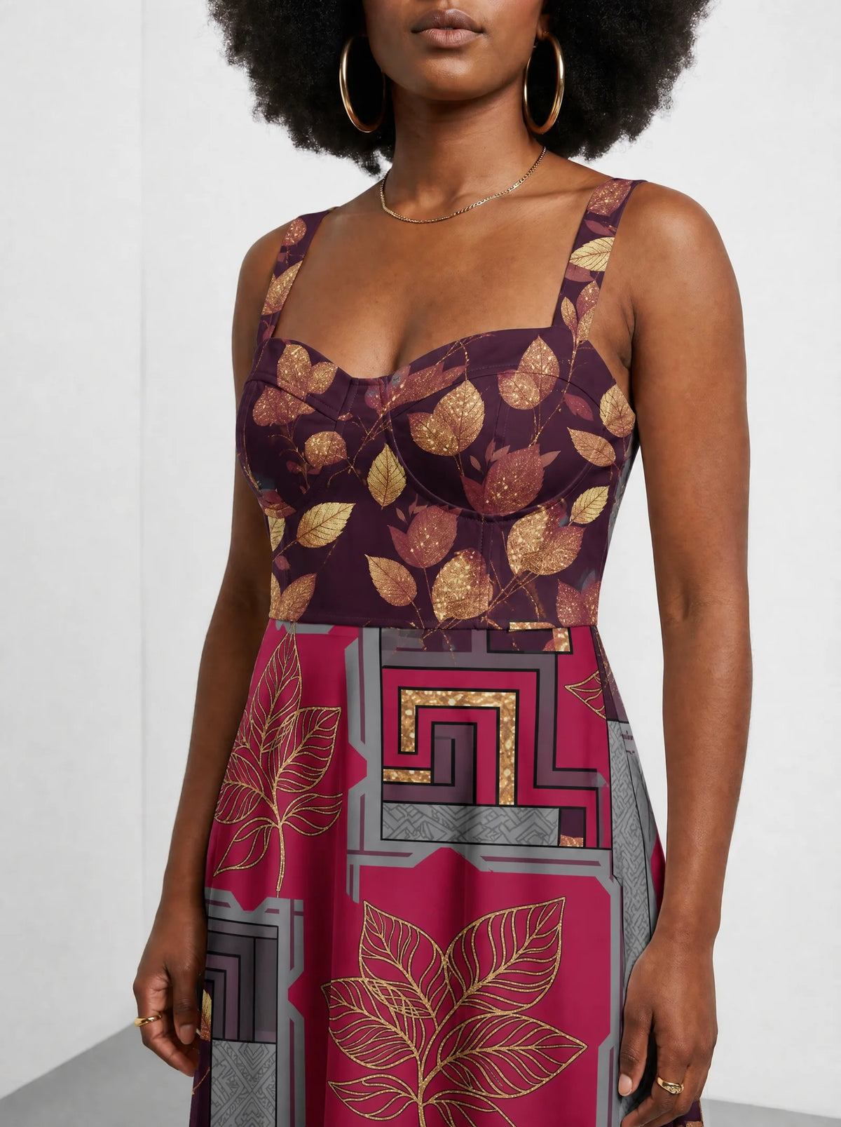 "Vuli" Corset Dress — close-up of the sweetheart neckline and shoulder strap