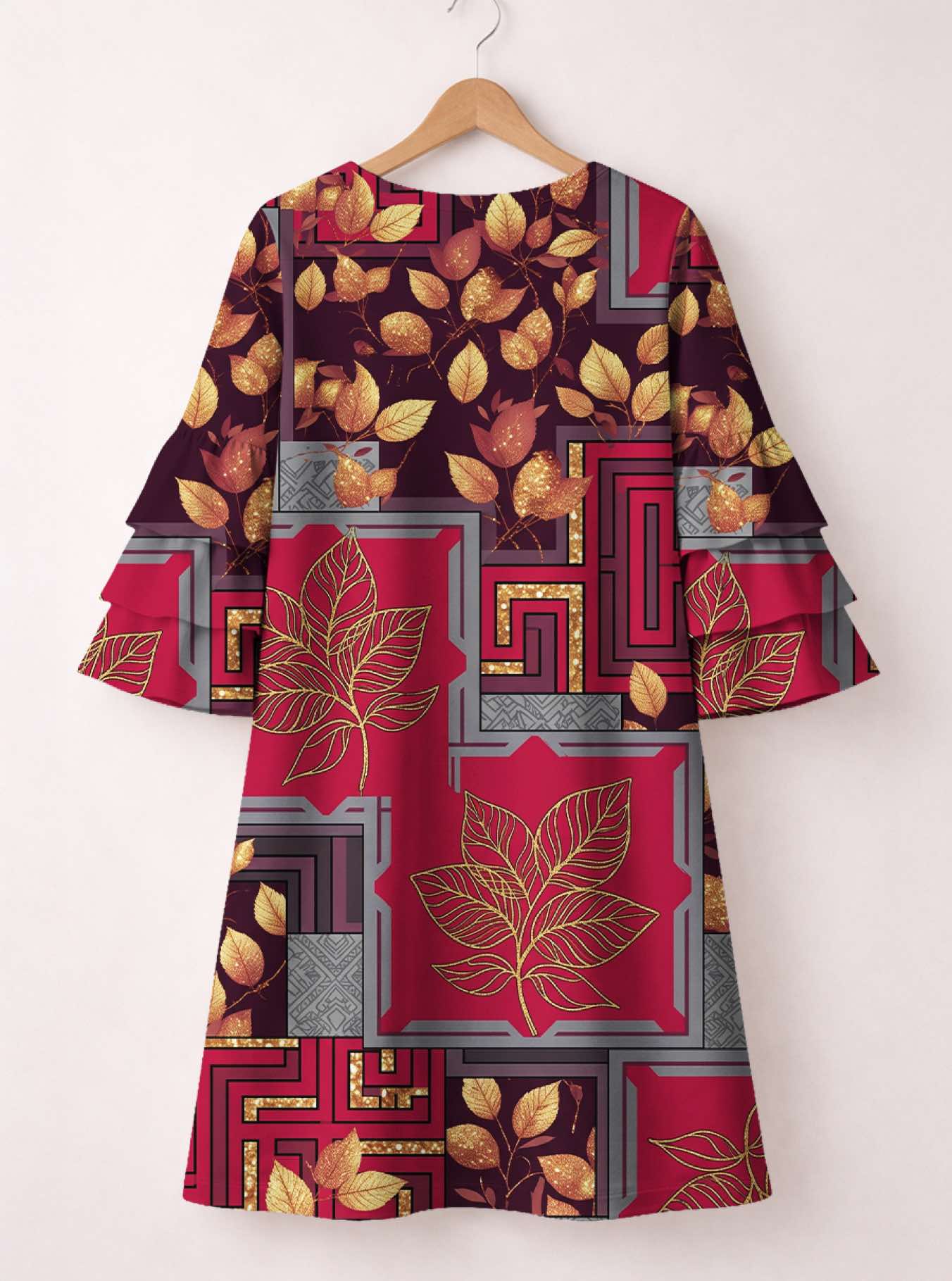 "Vuli" Stacked Ruffle Sleeve Dress