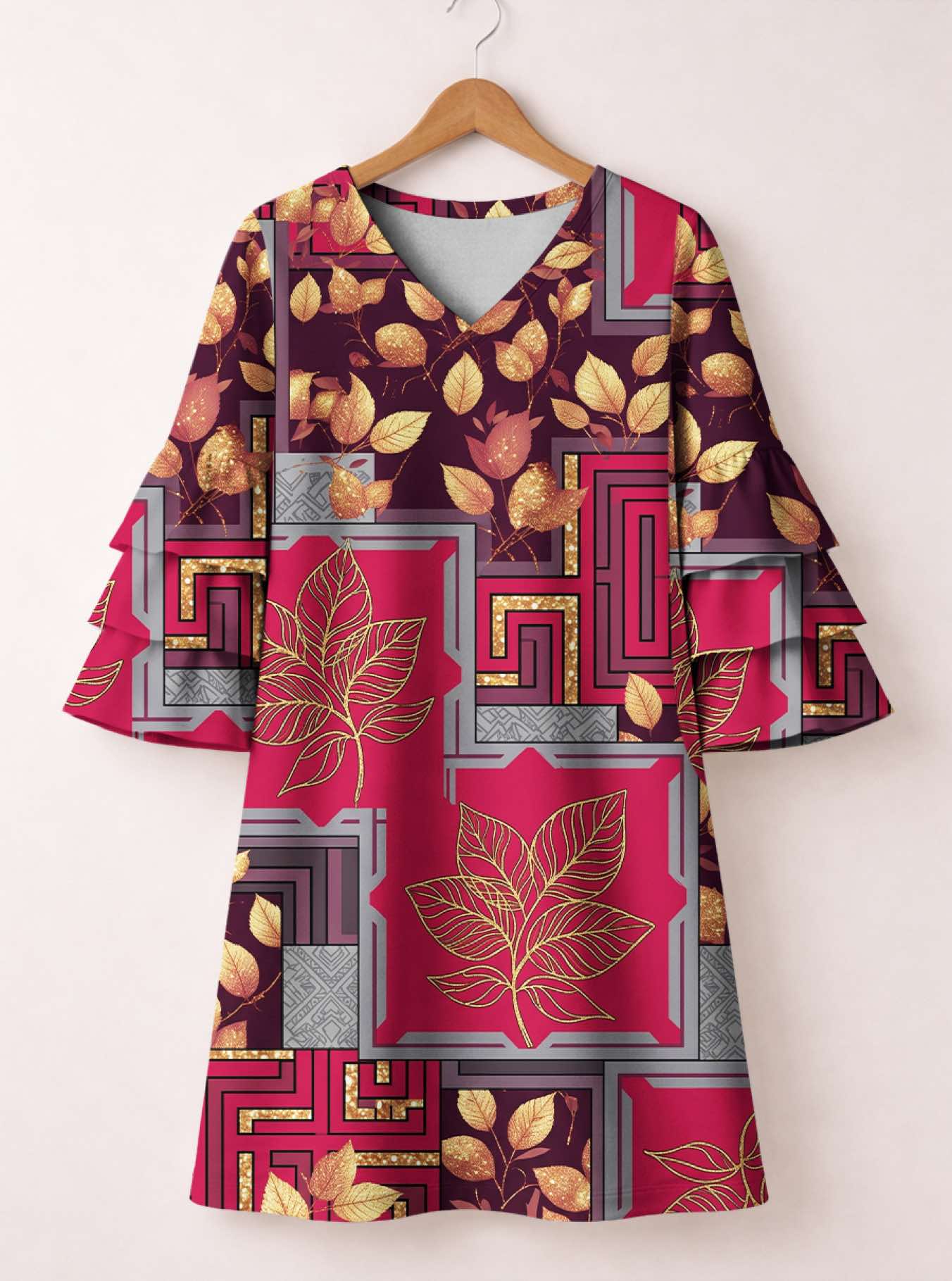 "Vuli" Stacked Ruffle Sleeve Dress