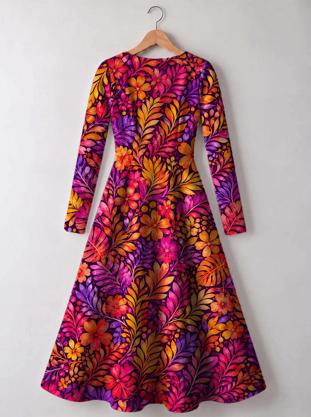 "Waridi" Long Sleeve Sweetheart Midi Dress — back view