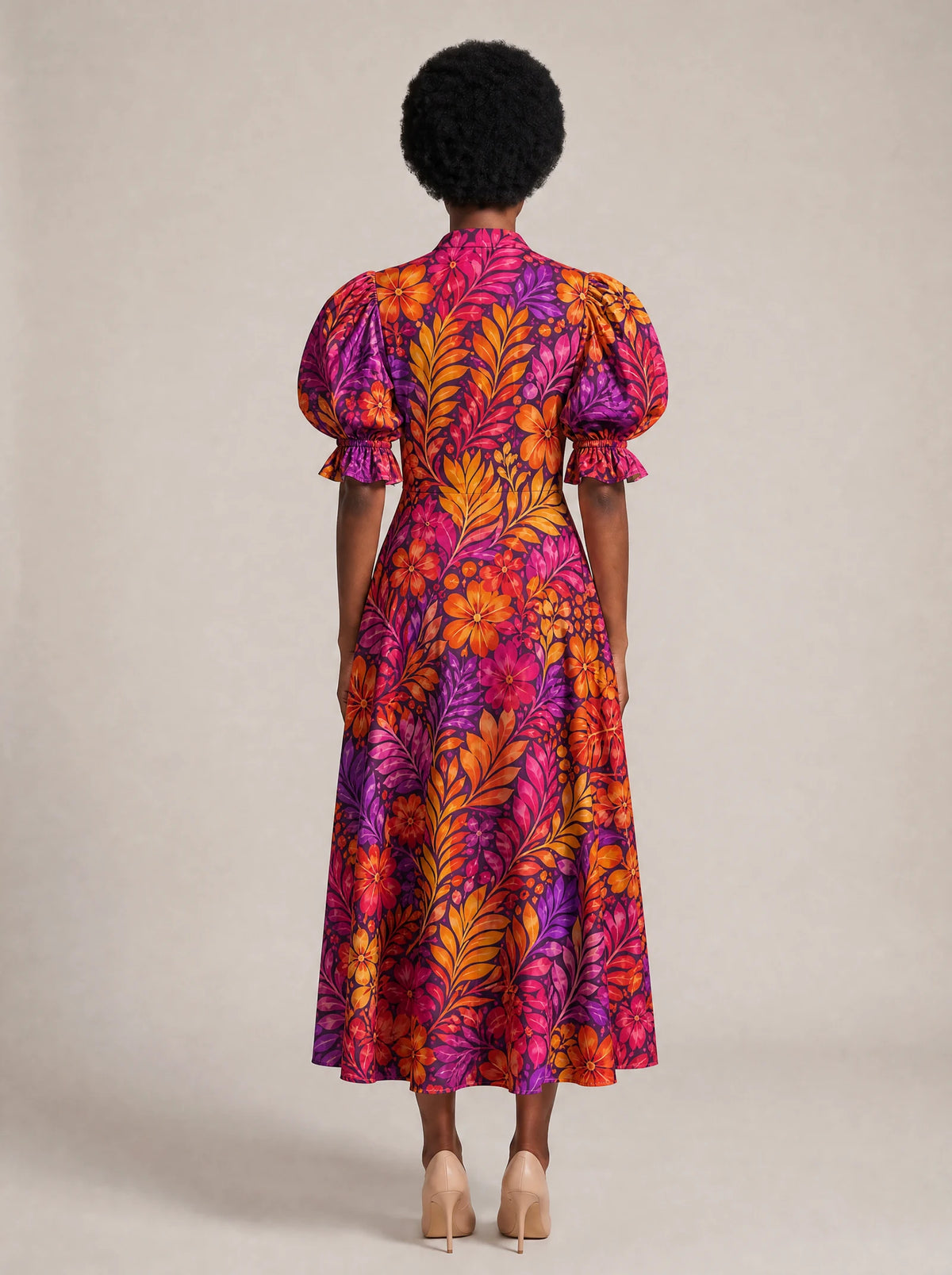 "Waridi" Puff Sleeve Dress