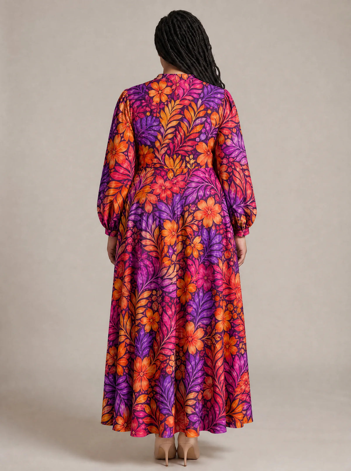"Waridi" Puff Sleeve Maxi Dress