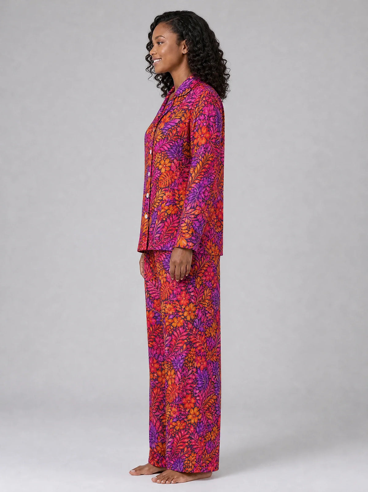 "Waridi" Pajama Set — side view on model