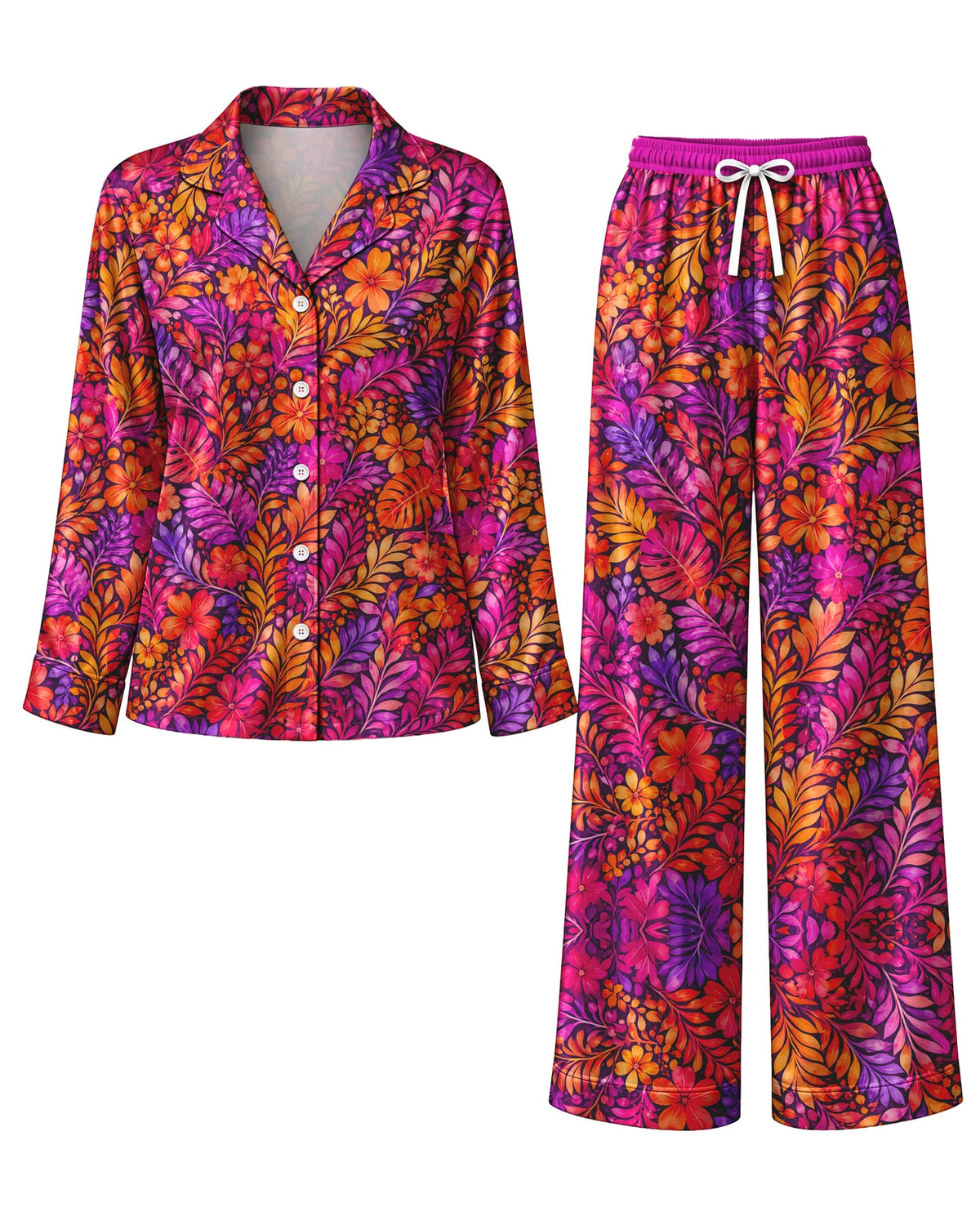 "Waridi" Pajama Set — flat lay of the shirt and pants