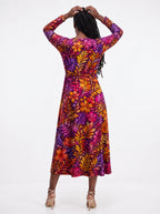 "Waridi" Long Sleeve Midaxi Dress — back view on model