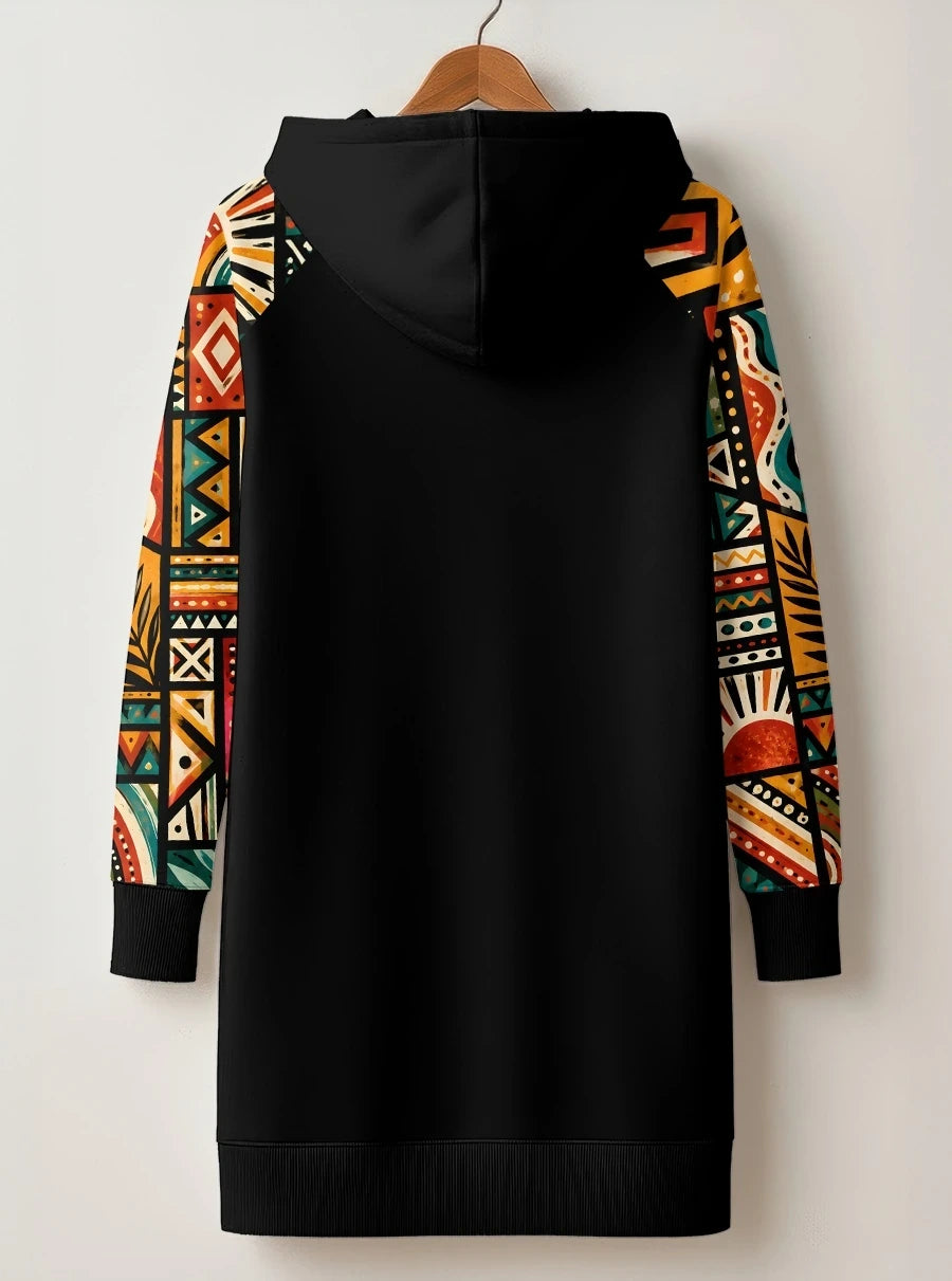 "Weusi" Hoodie Dress — back flat