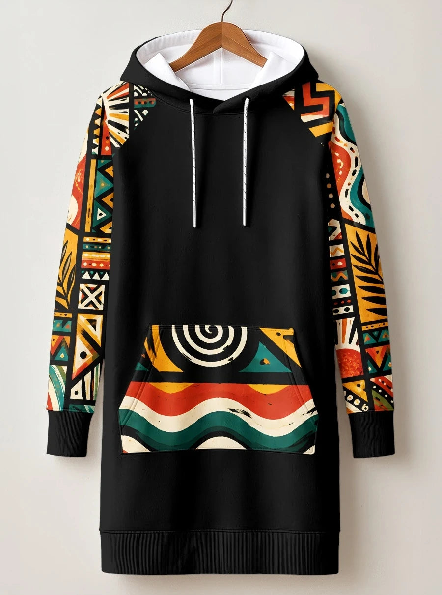 "Weusi" Hoodie Dress — front flat