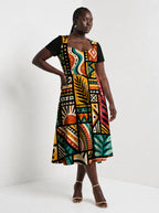 "Weusi" Sweetheart Midi Dress — styled on model