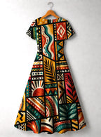"Weusi" V Neck Midi Dress Promo