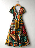 "Weusi" V Neck Midi Dress Promo