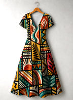 "Weusi" V Neck Midi Dress Promo