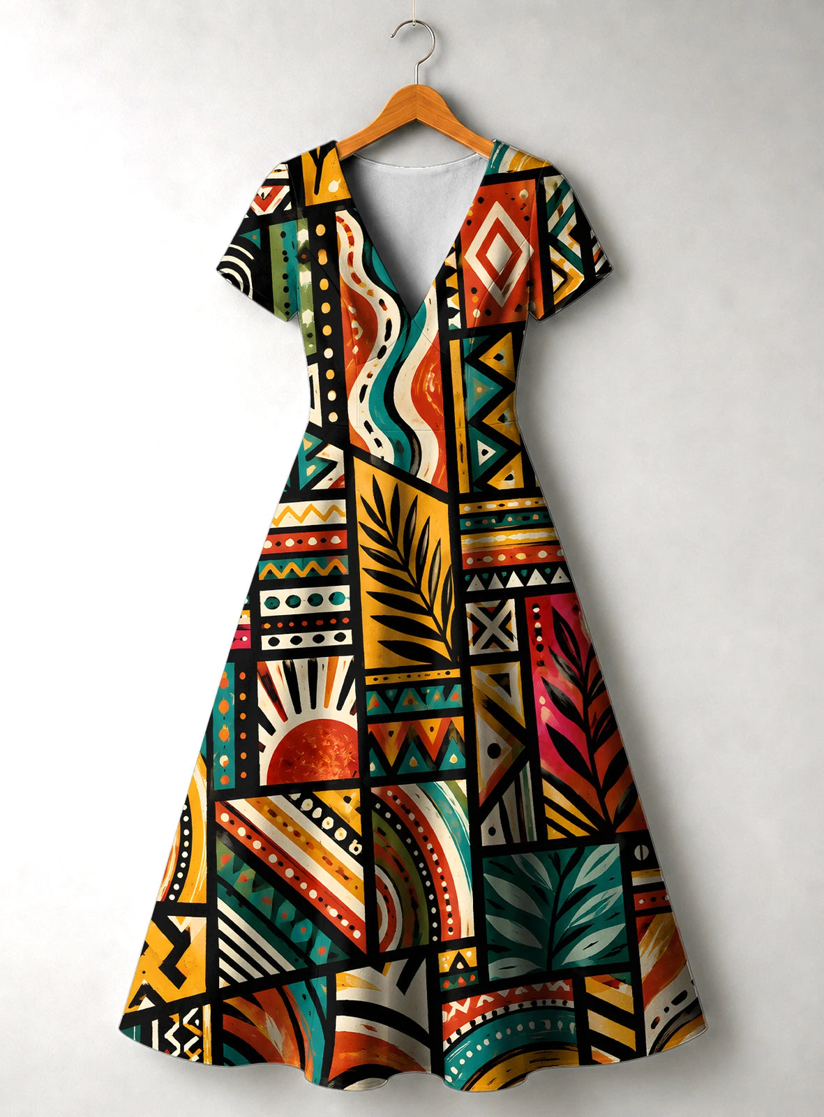 "Weusi" V Neck Midi Dress Promo