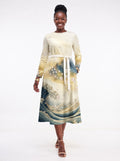 "Wimbi" Long Sleeve Midaxi Dress