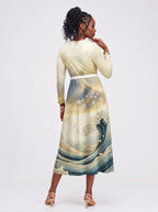 "Wimbi" Long Sleeve Midaxi Dress — back view on model