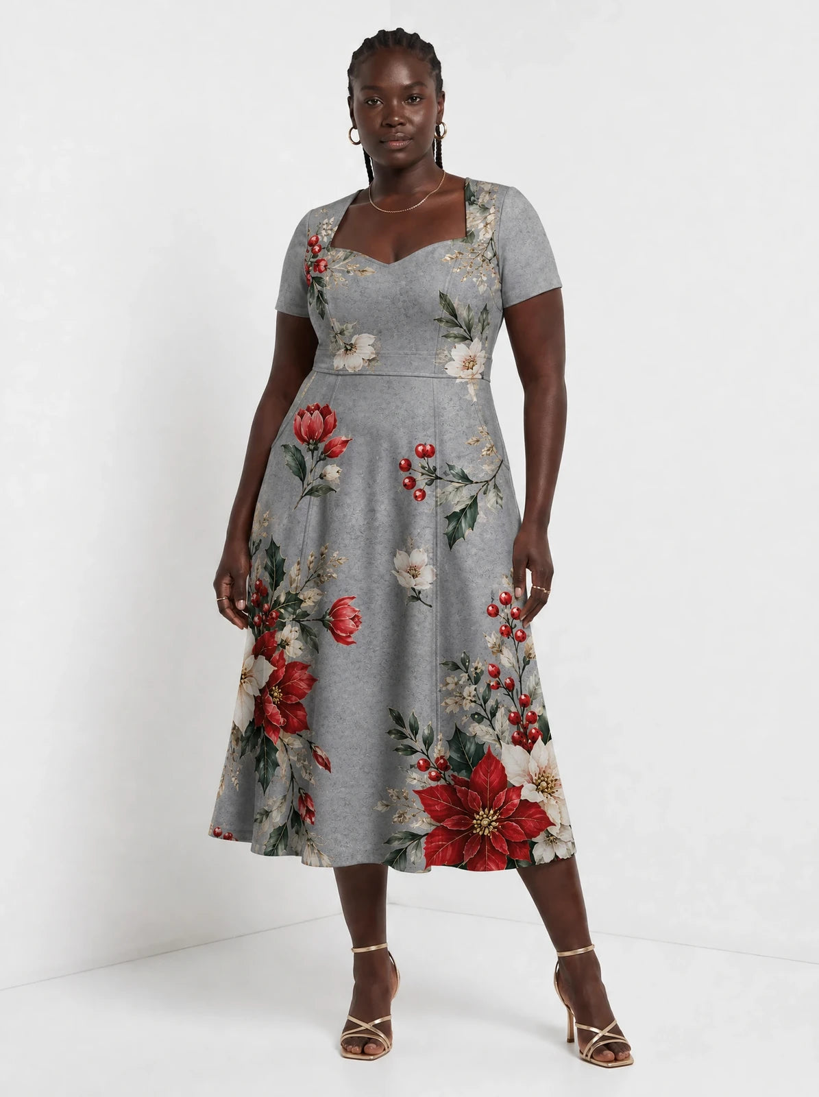 "Wingu" Sweetheart Midi Dress — front view on model