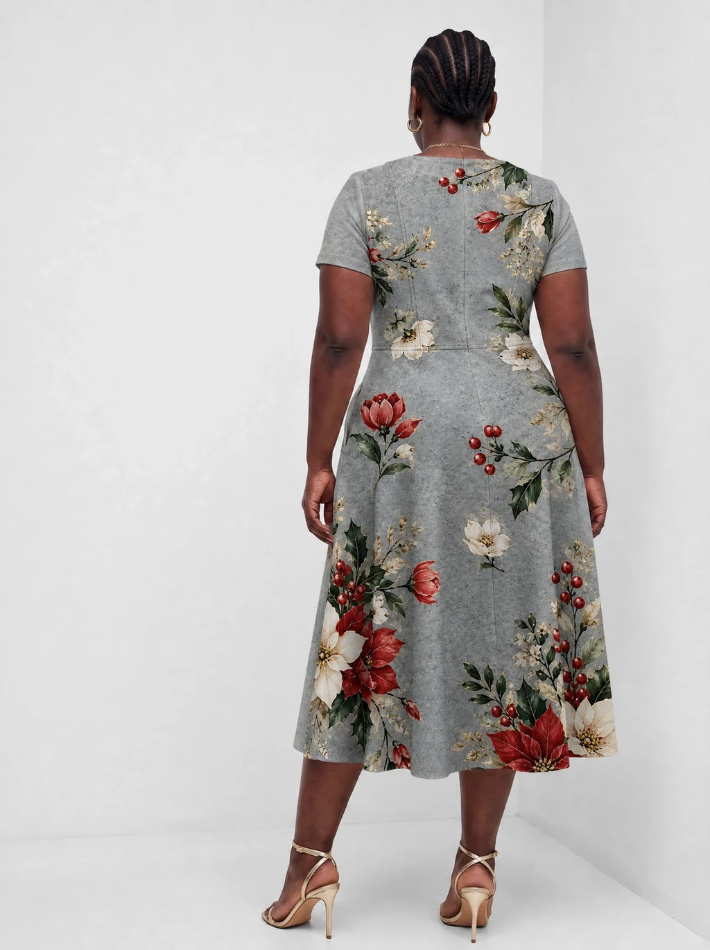 "Wingu" Sweetheart Midi Dress — back view on model