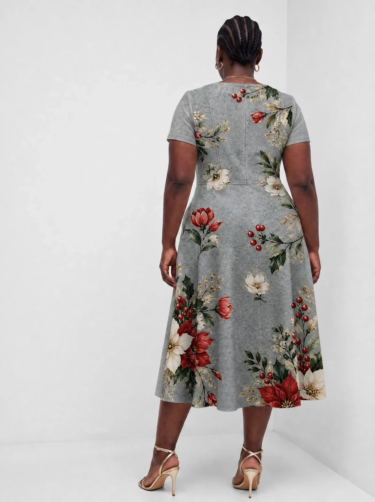"Wingu" Sweetheart Midi Dress — back view on model