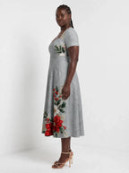 "Wingu" Sweetheart Midi Dress — side view on model